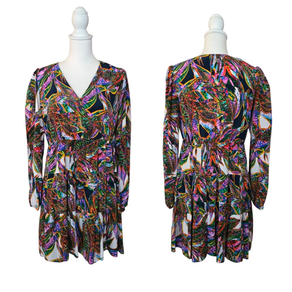 Going Out Event Silk Tiered Mini Dress Size M Bold Balloon Sleeve Marie Oliver